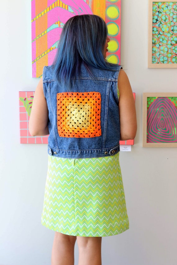 M Reworked Upcycled Bill Blass Denim Vest Granny S