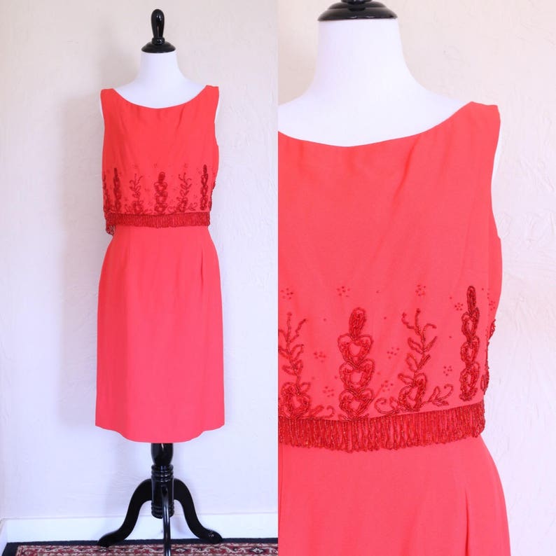 Red Beaded Fringe Dress