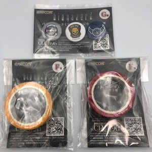 Resident Evil Biohazard Kuji 3 Pin Badge & 2 Decoration Tape set Club 96 loteria