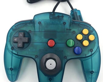 Nintendo 64 Controller Bros Authentic Official Clear Blue N64