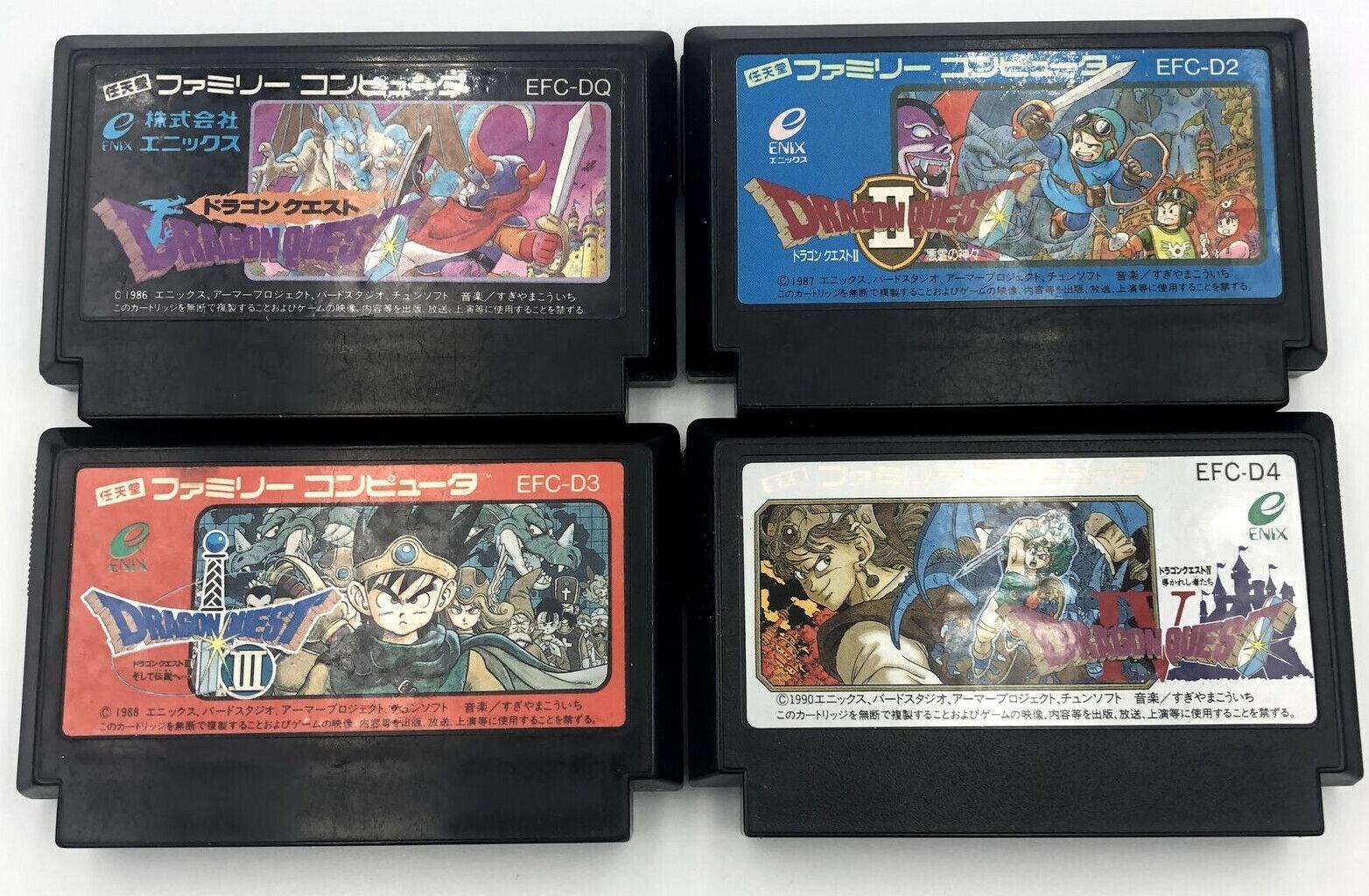 Dragon Quest I II III IV Set Nintendo Famicom Nes Japan Enix