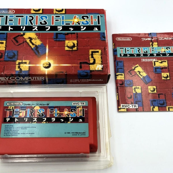 Tetris Flash Nintendo Famicom NES Complete in box CIB 1993 HVC-Tr aka Tetris 2