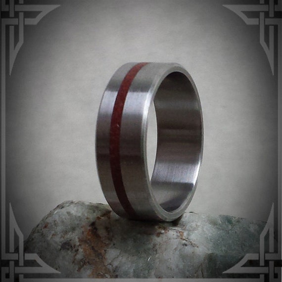 Red Jasper in Titanium. Jewelry, Any Occasion. Men's Wedding Bands, Wedding Rings