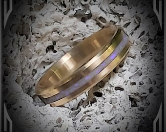 Australian Opal in 14 K Gold.  Jewelry, Any Occasion. Men's Wedding Bands, Wedding Rings