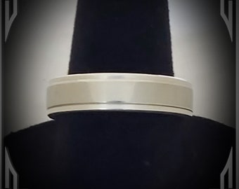 Sterling Silver & 18 k White Gold Inlay. Jewelry, Any Occasion. Men's Wedding Bands, Wedding Rings