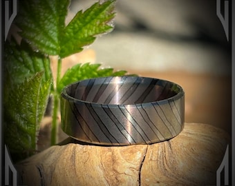 Damascus Zirconium-Titanium Ring, Jewelry, Made in Canada