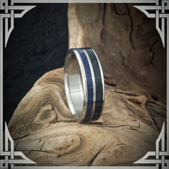 Black Jade & Lapis Lazuli in Sterling Silver. Jewelry, Any Occasion. Men's Wedding Bands, Wedding Rings