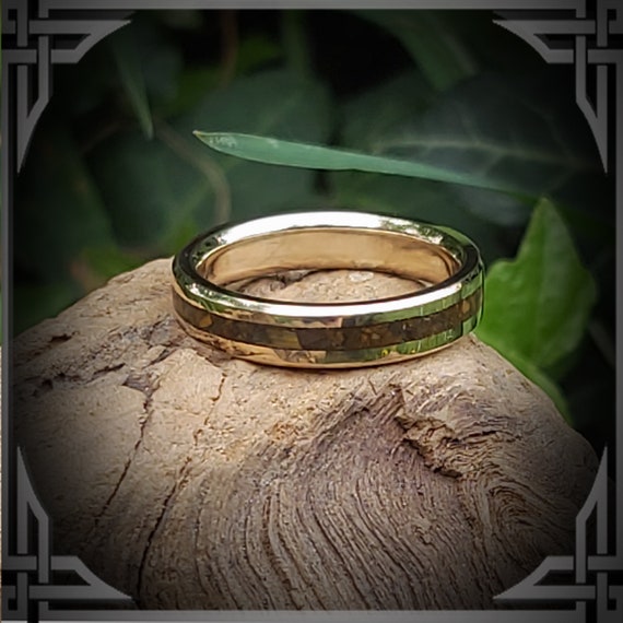 Hand Cast 10K Gold Ring with a Tigers Eye Inlay, Custom Jewelry, Made in Canada