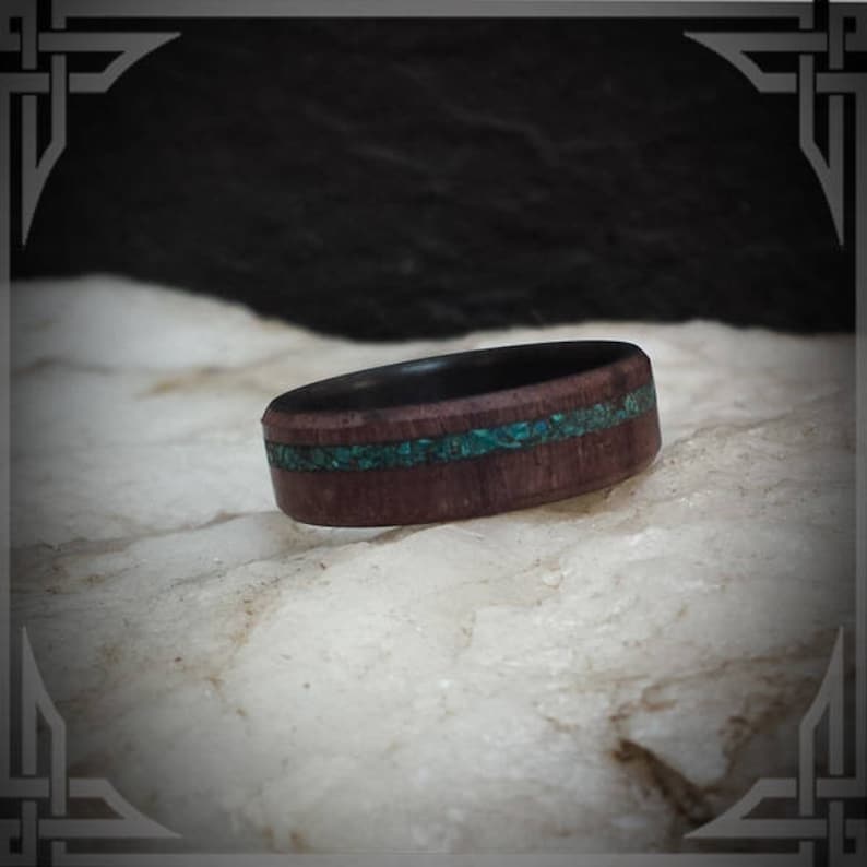 Any Occasion. Indian Rose and Ebony Wood inner core with a Chrysicolla Stone Inlay