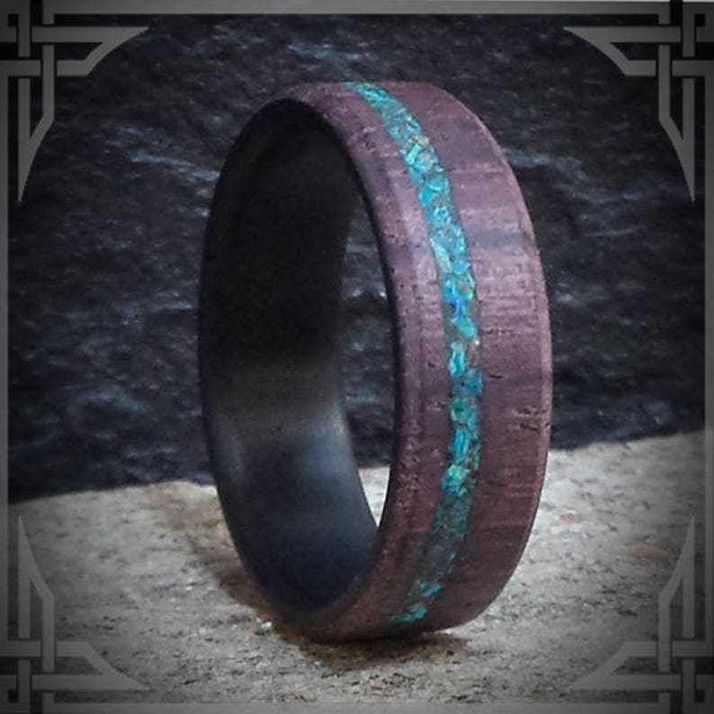 Any Occasion. Indian Rose and Ebony Wood inner core with a Chrysicolla Stone Inlay