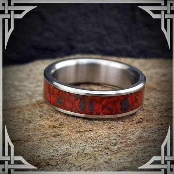Iron Banded Jasper in Titanium. Jewelry, Any Occasion. Men's Wedding Bands, Wedding Rings