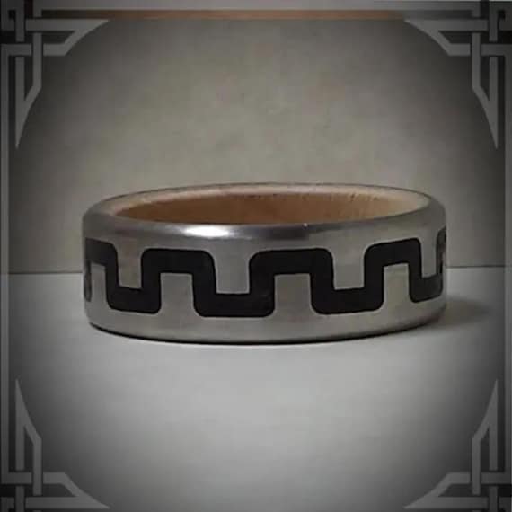 Black Jade Titanium Ring: Maple Wood Core, Men's Wedding Band