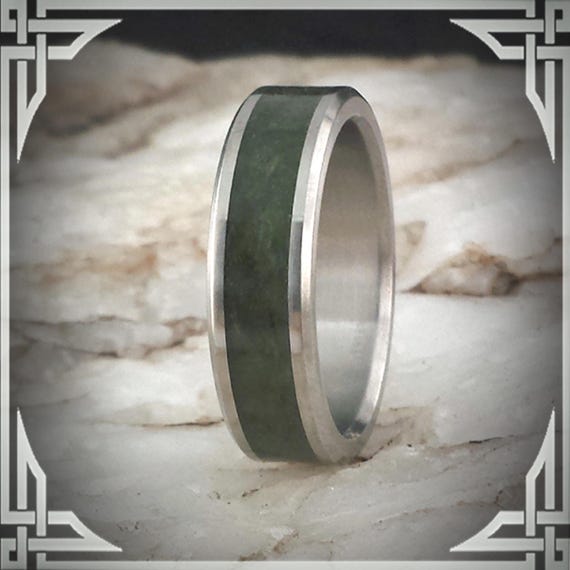 Green Jade in Titanium. Jewelry, Any Occasion. Made in Canada