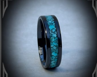 Turquoise in Black Titanium. Jewelry, Any Occasion, Made in Canada