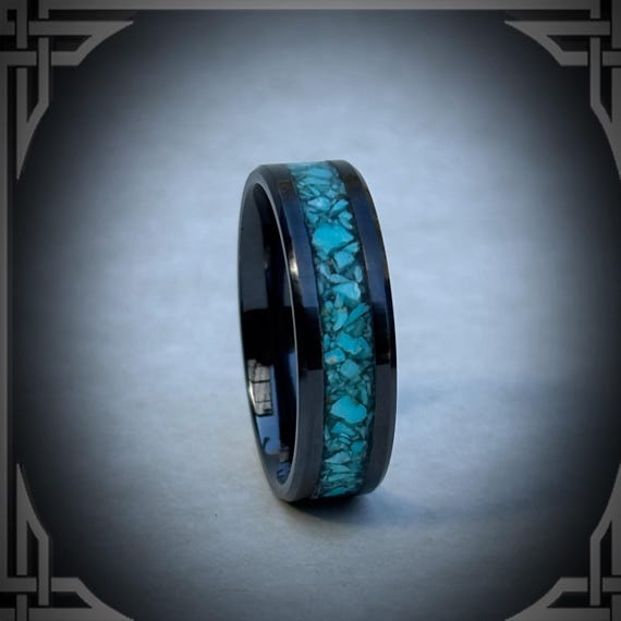 Turquoise in Black Titanium. Jewelry, Any Occasion, Made in Canada