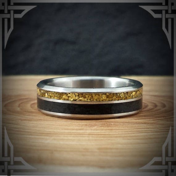 B.C. River Gold & Black Jade in Titanium. Jewelry, Any Occasion. Men's Wedding Bands, Wedding Rings