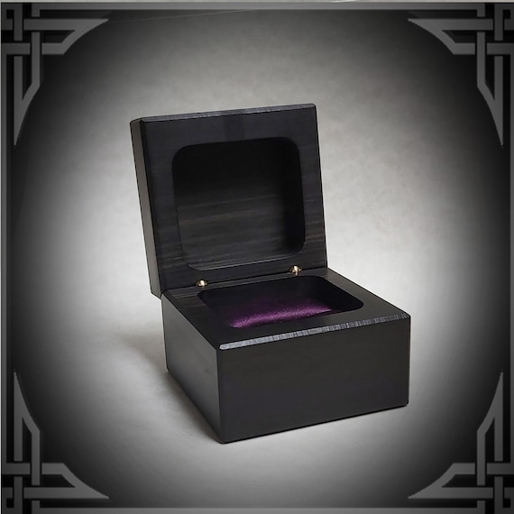 Ring Box -  Ebony Wood - Square, Unique Handmade Jewelry