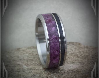 Violet & Black Jade in Titanium. Jewelry, Any Occasion. Men's Wedding Bands, Wedding Rings