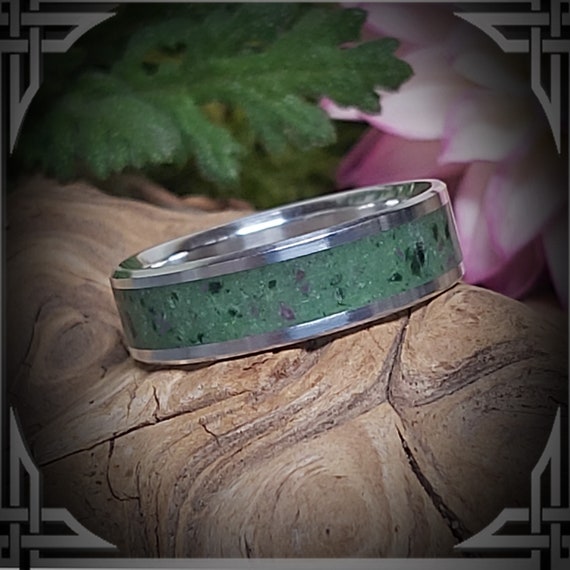 Sterling Silver ring with a Ruby in Zoisite inlay, Jewelry, Made in Canada