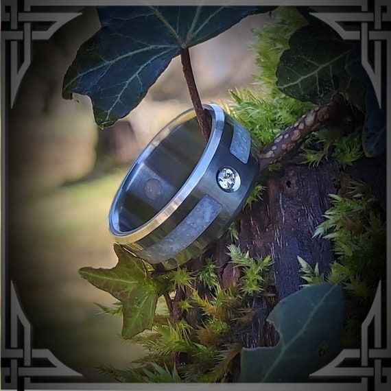 Pearl & Diamond in Titanium. Jewelry, Any Occasion. Men's Wedding Bands, Wedding Rings