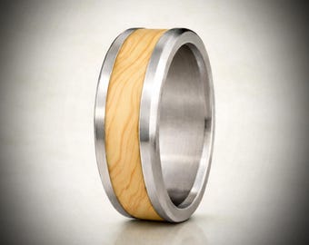 Maple Wood in Titanium. Jewelry, Any Occasion. Made in Canada