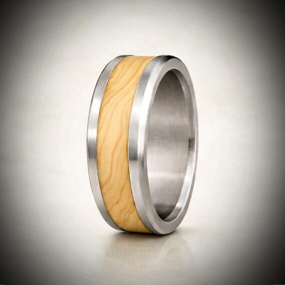 Maple Wood in Titanium. Jewelry, Any Occasion. Made in Canada