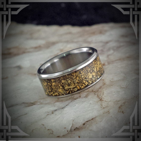 B.C. River Gold in Titanium. Jewelry, Any Occasion. Men's Wedding Bands, Wedding Rings