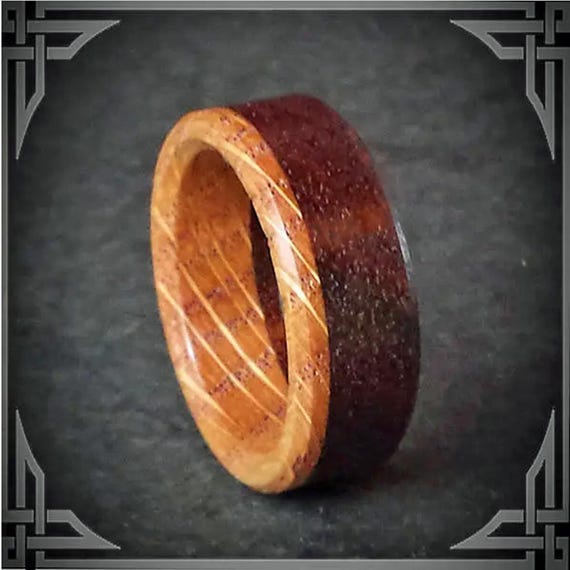 Handmade Chechen & Oak Wood Wedding Band with Carbon Fiber