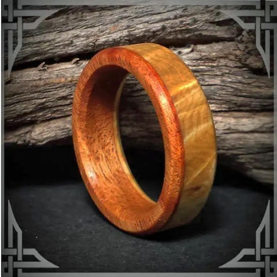 Handmade Yellow Cedar Wood Wedding Band: Carbon Fiber Reinforced