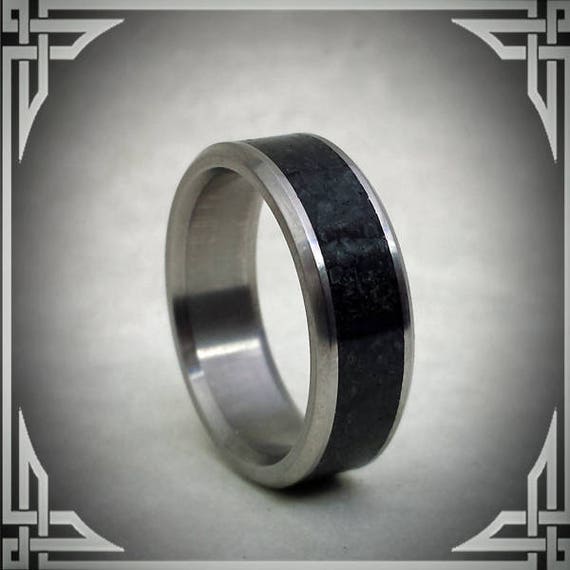 Rare Black Jade in Titanium. Jewelry, Any Occasion. Men's Wedding Bands, Wedding Rings