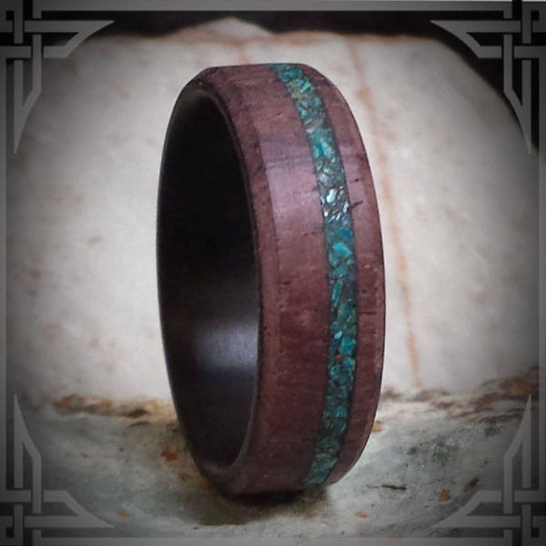 Any Occasion. Indian Rose and Ebony Wood inner core with a Chrysicolla Stone Inlay