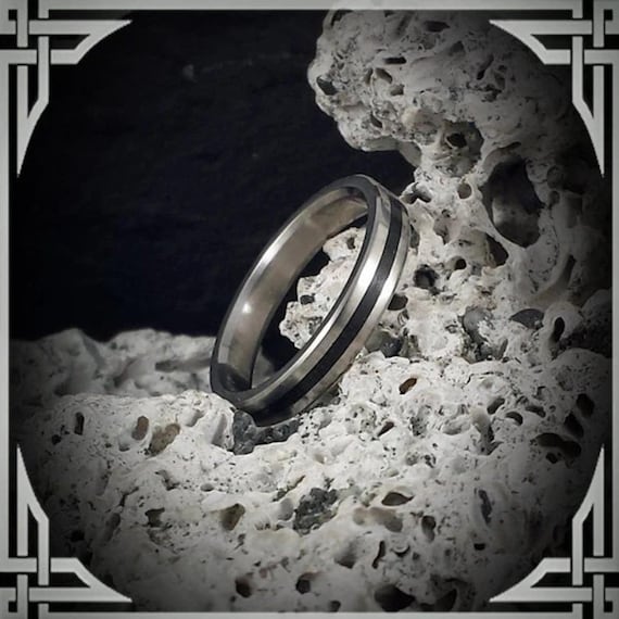 Black Jade in 925 Silver Ring, Hand Cast Band, Made in Canada