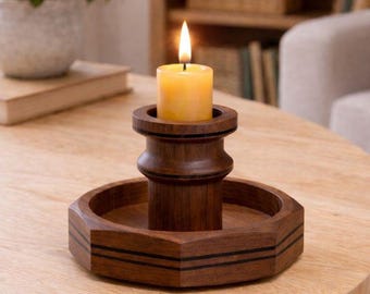Candle Holder, Walnut Wood, Made in Canada