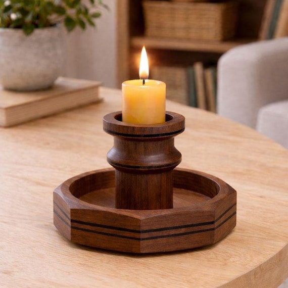 Candle Holder, Walnut Wood, Made in Canada