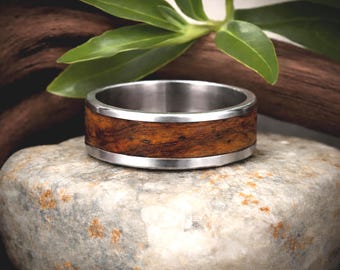 Cocobolo Wood in Titanium. Jewelry, Any Occasion. Made in Canada