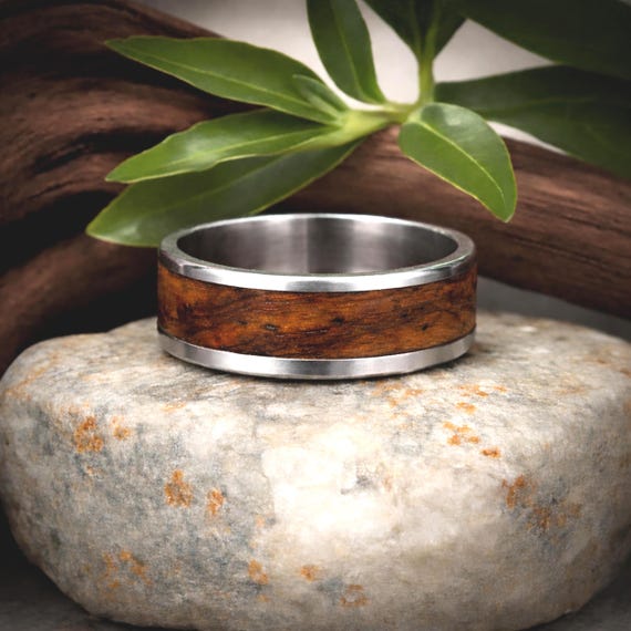 Cocobolo Wood in Titanium. Jewelry, Any Occasion. Made in Canada