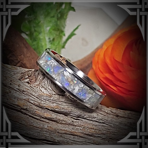 Opal & Ashes in Titanium  . Jewelry, Any Occasion, Personal Keepsake