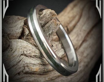 Green Jade in Titanium. Jewelry, Any Occasion. Men's Wedding Bands, Wedding Rings