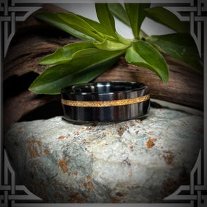 24 Karat Leaf in Black Titanium. Jewelry, Any Occasion. Men's Wedding Bands, Wedding Rings