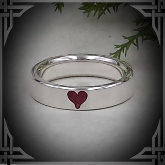 Red Coral Heart in Silver.  Jewelry, Any Occasion. Men's Wedding Bands, Wedding Rings