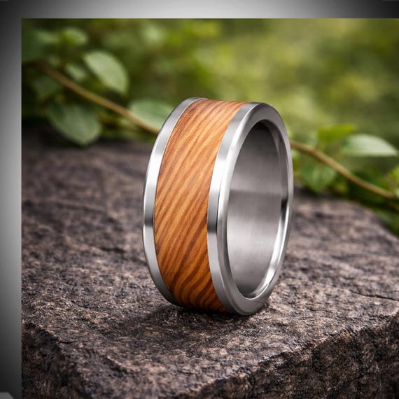Douglas Fir Wood in Titanium. Jewelry, Any Occasion. Made in Canada