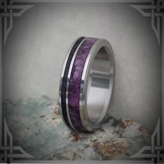 Violet & Black Jade in Titanium. Jewelry, Any Occasion, Made in Canada