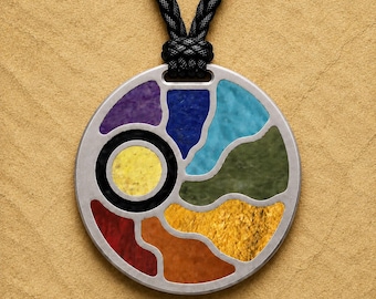 Sacred Sun - Titanium with 9 Stone Pendant. Unique Heirloom.