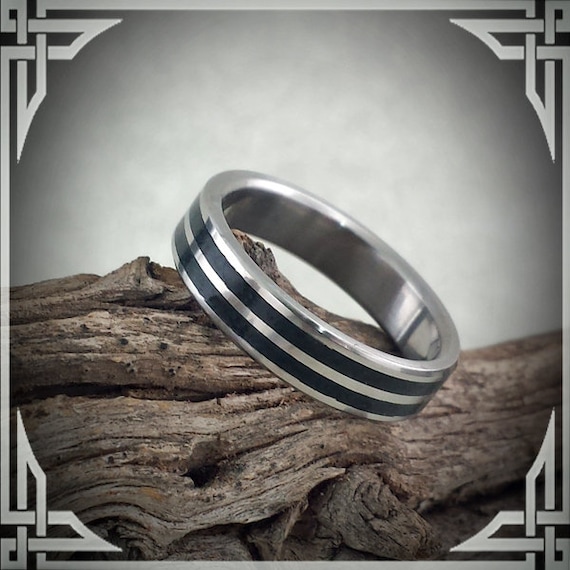 Black Jade in Titanium. Jewelry, Any Occasion. Men's Wedding Bands, Wedding Rings