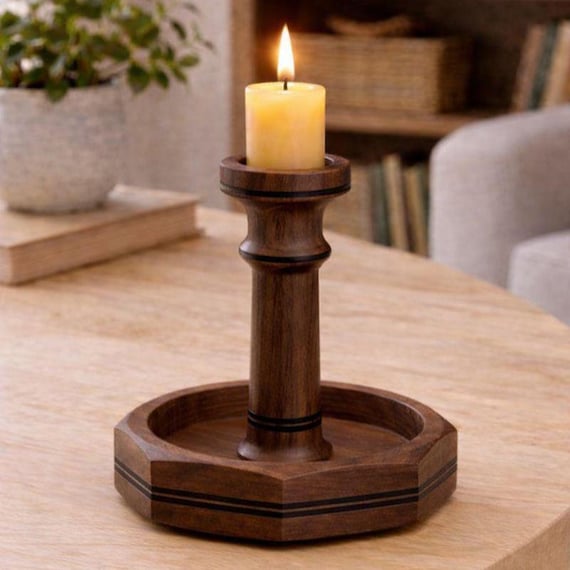 Candle Holder, Walnut Wood, Made in Canada