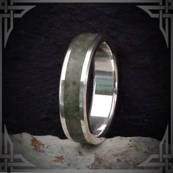 Green Jade in Silver.  Jewelry, Any Occasion. Men's Wedding Bands, Wedding Rings