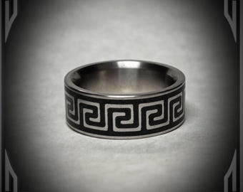Black Jade Pattern in Titanium. Jewelry, Any Occasion. Wedding Bands, Wedding Rings