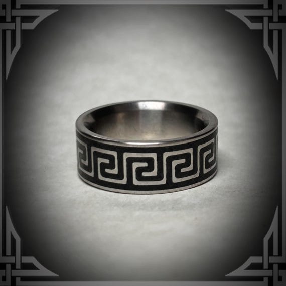 Black Jade Pattern in Titanium. Jewelry, Any Occasion. Wedding Bands, Wedding Rings