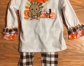 Thanksgiving outfit with ruffle leggings