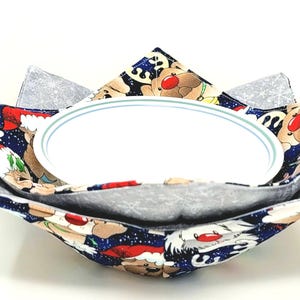 Handmade Santa Puppy Bowl Cozy: Christmas Microwave Potholder